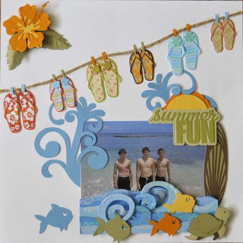 Hawaii Scrapbook, Summer Layout, Scrapbook Beach, Scrapbook Summer, Summer Scrapbook Layouts, Beach Scrapbook, Beach Scrapbook Layouts, Cruise Scrapbook, Vacation Scrapbook