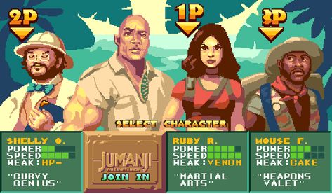 Jungle Video, Dwayne Johnson Movies, Jumanji Welcome To The Jungle, Indie Game Development, Beat Em Up, Pixel Art Characters, Alien Vs Predator, Pixel Games, Digital Landscape