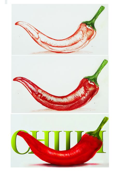 Croquis, Chilli Pepper Drawing, Pepper Drawing, Pencil Art For Beginners, Colored Pencil Drawing Tutorial, Drawing With Pencil, Pencil Drawings For Beginners, Color Pencil Illustration, Colored Pencil Tutorial
