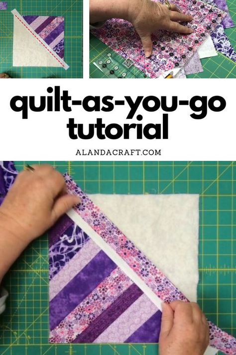 Learn how to create easy QAYG blocks with our step-by-step tutorial! Perfect for beginners and seasoned quilters alike, these QAYG patterns are easy to follow and fun to make. Free quilt as you go block pattern. Patchwork, Qayg Patterns, Qayg Blocks, Easy Quilting Techniques, Kid Quilts Patterns, Beginner Quilting Projects, Strip Quilt Patterns, Quilt Blocks Easy, Quilting Designs Patterns