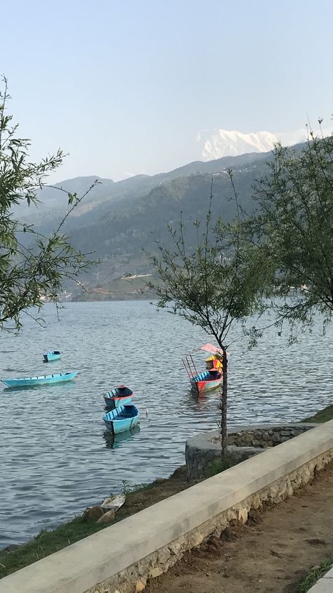 Himalayas above Lake Fewa, Pokhara Nepal, Nature, Himalayas Aesthetic, Pokhara Aesthetic, Nepal Snap, Winter Snaps, Beautiful Nature Pictures, Travel Aesthetic, Travel Bucket