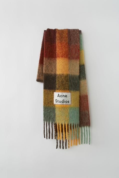 Gifts for a Sagittarius: Multi Check Scarf, Acne Studios ($280) Acne Scarf, Checkered Scarf, Check Scarf, Scarf Outfit, Checked Scarf, Green Scarf, Fall Scarves, Colorful Scarf, Oversized Scarf