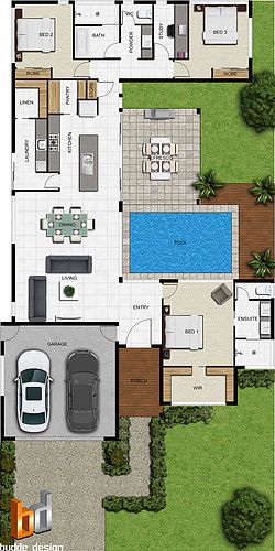 Pelan Lantai Rumah, Architectural Symbols, Room Pantry, Pool Porch, Pelan Rumah, 3d Architectural Rendering, Casa Country, 3d Architectural Visualization, Architectural Floor Plans