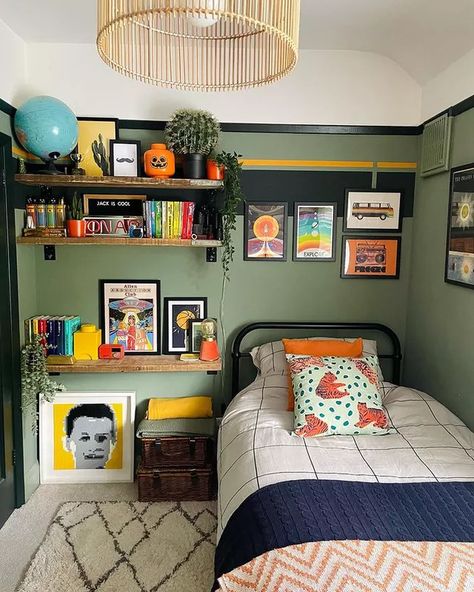 15 Creative Small Home Library Ideas for Book Lovers Short on Space | Hunker Teen Boy Bedroom Designs, Young Boys Room Ideas, Boho Boys Bedroom, Small Home Library Ideas, Small Home Library, Small Boys Bedrooms, Ideas Habitaciones, Boys Bedroom Makeover, Annual Leave
