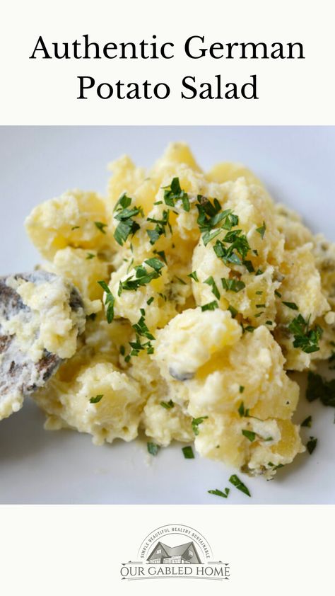 Are you planning on a BBQ this weekend? Maybe you're looking for easy recipes that are crowd-pleasers? Don't look any further. This German potato salad couldn't be simpler to make and is so delicious that everyone will be asking you for the recipe. Our Gabled Home, Authentic German Potato Salad, Crowd Pleasers Recipes, German Potato Salad Recipe, Warm Potato Salads, German Potato, German Potatoes, German Potato Salad, Potato Salad Recipe