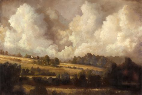 I loved painting this landscape because it gave me great joy to do it. Old Cloud Painting, Laptop Painting Wallpaper, Laptop Wallpaper Hd 1080p Aesthetic Painting, Classical Art Landscape, Cloud Painting Landscape, Romanticism Landscape Paintings, Baroque Painting Landscape, Classic Art Landscape, Brown Landscape Painting