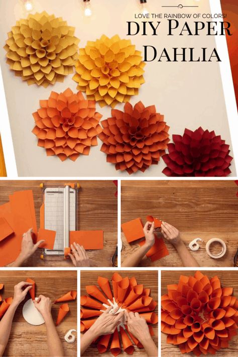 Kunst For Barn, Tapet Inspiration, Jul Diy, Hantverk Diy, Paper Flowers Diy Easy, Diy Fleur, Boho Classroom, Paper Dahlia, Diy Dekor