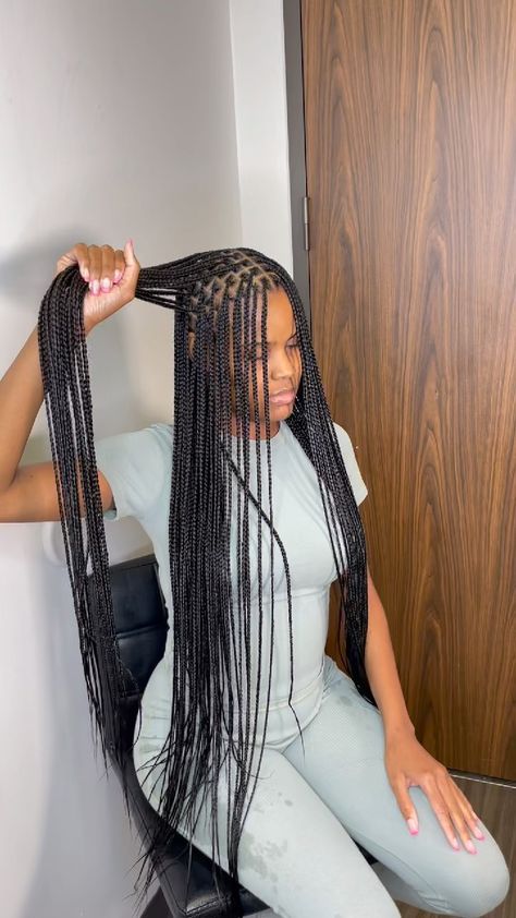 houstonbraidstyle on Instagram: Small Knotless braids + Hip length on this beauty 😻😻😻. 🔴May booking open ! Click the link in my bio to book your appointment 💕. • • • • •… Small Knotted Braids, Trending Hair Styles 2023, Back Length Braids, Micro Knotless Box Braids, Small Knotless Braids, Small Knotless, Braided Hairstyles For Black Women Cornrows, Colored Braids, Big Box Braids Hairstyles
