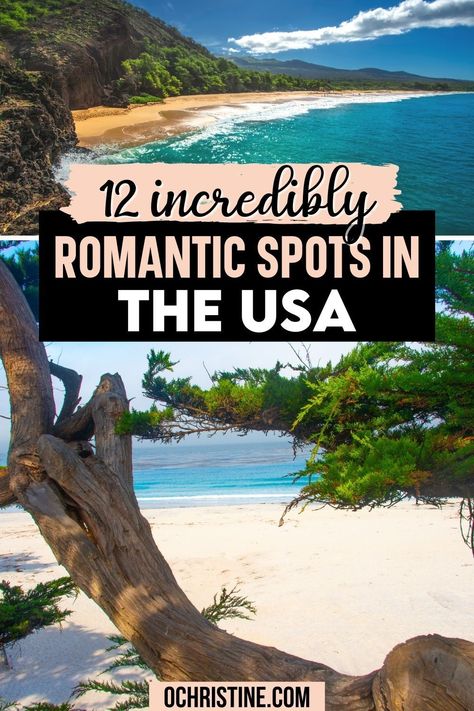 12 Incredibly Romantic Spots in the United States. Are you searching for the most romantic getaways in the US? The United States is filled with amazing destinations for couples to visit! Whether you’re looking for adorable small towns, foodie-filled cities, or stunning outdoor landscape views, this guide to 12 of the best couples vacations in the US will help you get started. Couple Getaways in the US | Couple Getaway Ideas | Couple Getaway Ideas Romantic Vacation | Couple Travel Places To Visit, Most Romantic Vacations, Places To Travel For Couples, Couple Vacations In The Us, Trips To Take With Your Boyfriend, Couple Vacation Ideas Romantic, Top Us Destinations, Romantic Honeymoon Destinations In Usa, Trips For Couples In Us