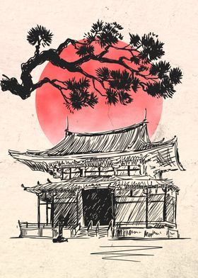 Croquis, Japanese Temple Drawing, Japanese Inspired Painting, Ancient Japan Art, Japanese Geisha Drawing, Japan Culture Art, Geisha Drawing, Japanese Culture Art, Japan Watercolor