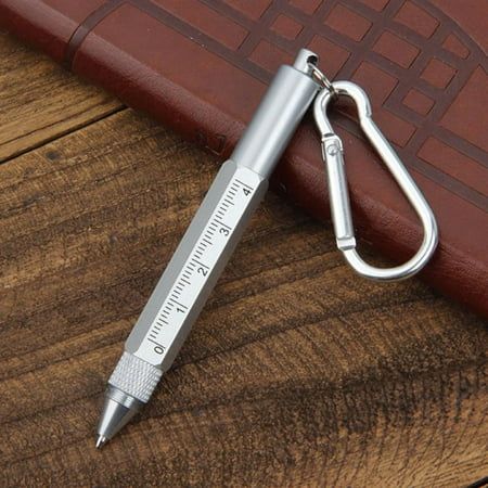 describe: Product category: Multifunctional tool pen Shell material: metal Ink properties: oily Net weight: 26G Style: keychain Type: Rotation Specifications: 9*0.7cm / 3.54*0.28" (keychain 3cm/1.18") 9*0.7cm / 3.54*0.28" carabiner 4.5cm/1.77" Main use: office, stationery Package Contents: 1* pen notes: Due to some errors in manual measurement, please refer to the actual product Color: Silver.  Gender: unisex.  Age Group: adult. Outdoor Tools, Multi Pen, Stationery Packaging, Multi Tools, Metal Pen, Pen Tool, Office Stationery, Writing Tools, Cards Sign