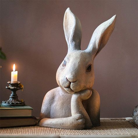 Stary Papier, Decorate For Spring, Rabbit Statue, Bunny Statue, Statue Decoration, Rabbit Sculpture, Apollo Box, Bust Sculpture, Resin Design