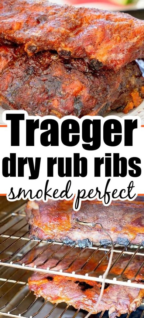 Best way to smoke ribs with dry rub for ribs that's salty and sweet so you don't even need barbecue sauce. Smoked ribs are the best. #smokedribs #smokingpork #traegerribs #dryrubribs Traeger Ribs, Smoked Ribs Rub, Pork Rib Dry Rub, Best Smoked Ribs, Smoker Ribs, Rub For Pork Ribs, Rub For Ribs, Rib Rub Recipe, Easy Smoker Recipes