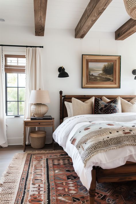 90+ Boho Bedroom Decor Ideas Filled With Eclectic Charm Log Home Interiors, Bedroom Inspirations Eclectic, Rustic Eclectic Bedroom, Southwest Bedroom, Boho Bedroom Decor Ideas, Boho Bedroom Ideas, Cabin Bedroom, Boho Style Bedroom, My Personal Style