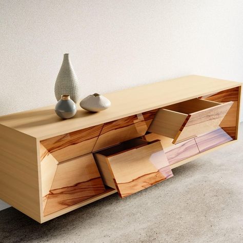 Minimalist Wood Furniture, Wood Credenza, Contemporary Living Room Furniture, Modern Drawers, Wood Art Projects, Art Furniture Design, Woodworking Inspiration, Work Home, Credenza Sideboard