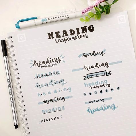 Heading Design For Notes, Titles Ideas Notes, Heading Ideas, Titles Ideas, Tittle Ideas, Header Ideas, Book Creative, Lettering Guide, Effective Study Tips