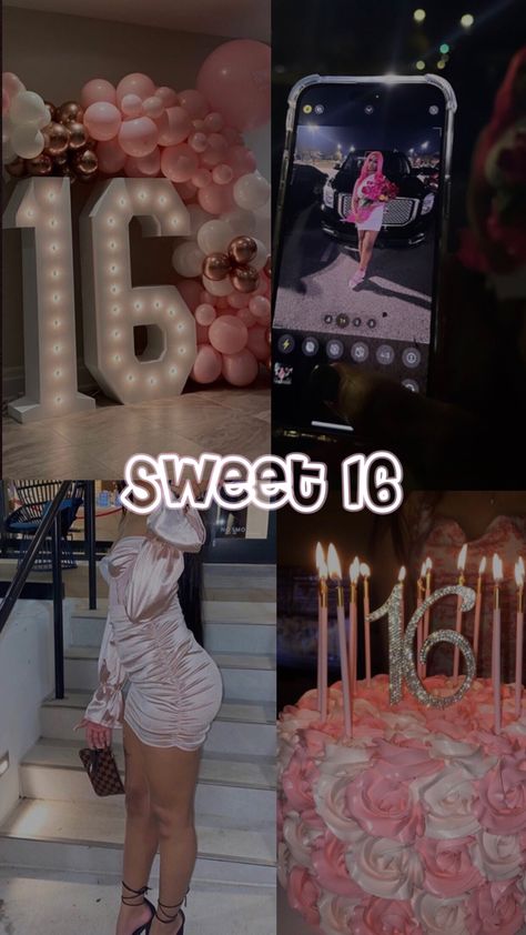 Sixteenth Birthday Outfit Ideas, Sweet Sixteen Songs, Baddie Sweet 16, Birthday Nails 16 Year, Things To Do At Sweet 16 Party, Dream Sweet 16, 16 Birthday Photoshoot Ideas, Pink Sweet 16 Decorations, Ideas For Sweet 16