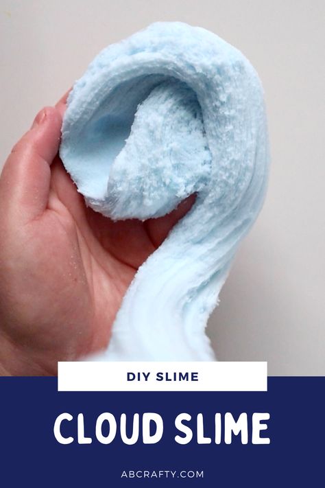 drizzling blue soft slime into a hand so it forms a spiral with the title "diy slime, cloud slime" Professional Slime Recipe, Slime With Instant Snow, Easy Cloud Slime, Homemade Cloud Slime, Diy Cloud Slime Recipe, Icee Slime Recipe, How To Make Ice Slime, Slime Recipe Cloud, How To Make Soft Slime