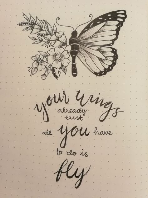 Qoutes About Craft, Journal Quote Drawings, Butterfly Drawing With Quote, Lettering Quotes Aesthetic, Dairy Book Qoutes, Qoutes Drawing Cute, Quote About Butterfly, Positive Drawings Art, Butterfly Journal Page