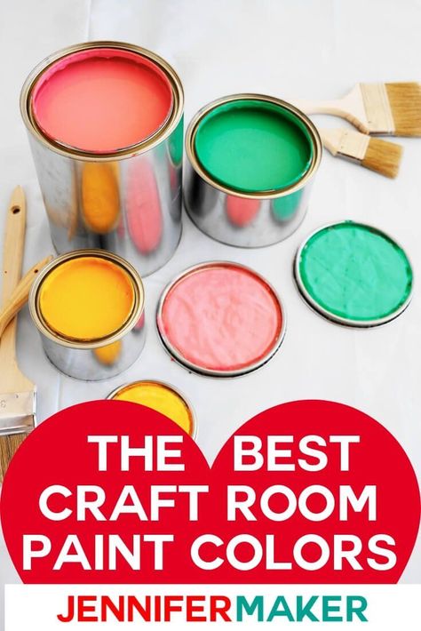 Are you ready to repaint your craft room? I am sharing craft room paint colors that will help you brighten your room and recreate one of these amazing spaces. I have included the exact brand paint color for your craft room.    #diy #craftroom #craftroompaintcolors Craft Room Paint Colors Inspiration, Craft Room Paint Colors, Room Paint Colors Ideas, Craft Room Diy, Attic Craft Room, Craft Shelf, Craft Room Lighting, Craft Room Ideas On A Budget, Craft Room Shelves