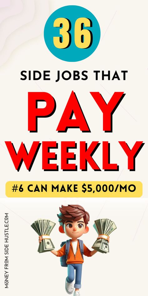 jobs that pay weekly Extra Money Ideas, Extra Money Jobs, Need Money Fast, Make Side Money, How To Get Money Fast, Hustle Money, Legit Online Jobs, Earn Money Online Fast, Easy Money Online