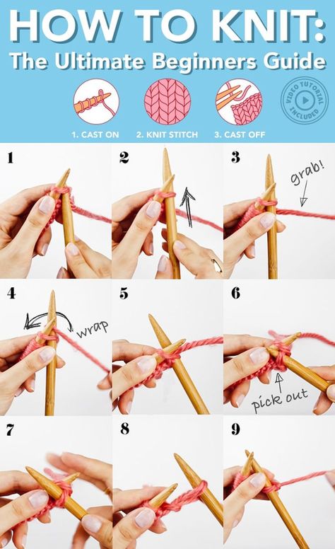 How To Knit Animals For Beginners, How Do You Knit, Knit For Beginners, Knitting 101, Knitting Basics, Easy Knitting Projects, Beginner Knitting Patterns, Beginner Knitting Projects, Vogue Knitting