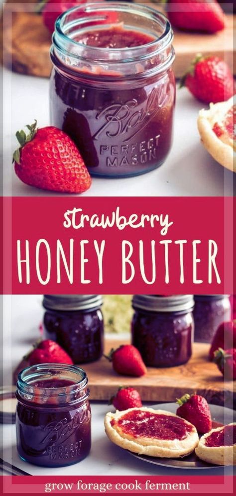 Jelly, Strawberry Jam With Honey, Strawberry Jam No Pectin, Strawberry Honey Butter, Rhubarb Butter, Make Strawberry Jam, Garden Strawberries, Homemade Preserves, Strawberry Honey