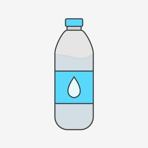 Cute Bottle Drawing, Water Bottle Drawing Easy, Drinking Water Drawing, Water Bottle Clipart, Water Bottle Illustration, Mineral Water Drinks, Water Bottle Png, Drinks Drawing, Bottles Drawing