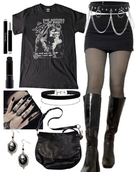#gothic #gothicoutfits #ootd #dark Modern Gothic Aesthetic Clothes, Gothic College Outfits, Dark Alternative Outfits, Gothic School Outfits, Metal Goth Outfit, Summer Goth Outfits Casual, Hot Emo Outfits, Goth Rock Outfits, Simple Goth Outfit Casual
