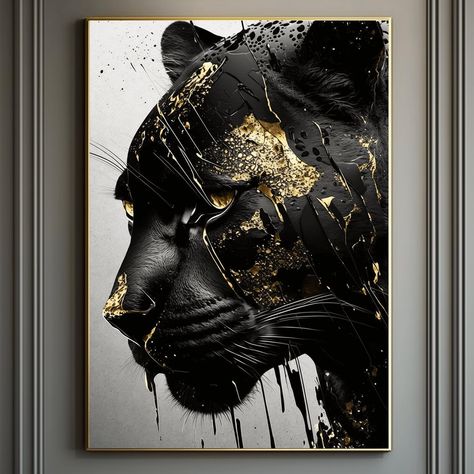 Black Panthers, Acrylic Photo Prints, Panther Art, Gold Poster, Simple Poster, Acrylic Sheet, Fantasy Portraits, Art Abstrait, Acrylic Material