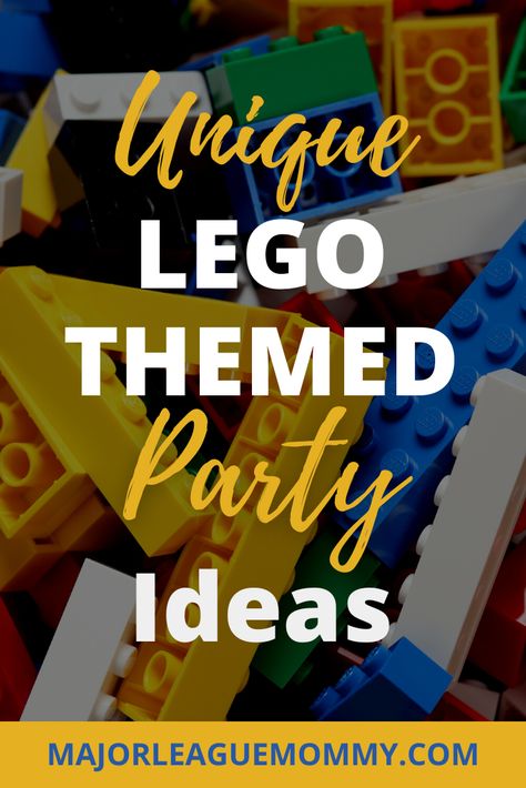 All you need to host the ultimate Lego Birthday party for kids! From Lego cake ideas to fun Lego decorations. These birthday party ideas will definitely be a huge hit with guests! Follow Major League Mommy for more party ideas! Harry Potter Lego Party, Lego Party For Adults, Adult Lego Party, Lego Cake Ideas, Lego Birthday Party Favors, Pajama Party Games, Lego Themed Cake, Lego Party Ideas, Lego Themed Birthday Party