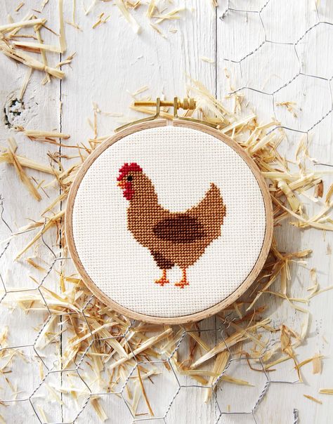 Chicken Cross Stitch, Easy Cross Stitch Patterns, Cat Cross Stitch Pattern, Small Cross Stitch, Animal Cross Stitch Patterns, Pola Kristik, Pola Sulam, Mini Cross Stitch, Cute Cross Stitch