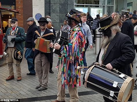 Morris dancers have performed with black face make-up since the origins of the dancing tradition in the 16th century Birmingham, 16th Century, Call Me Pretty, Morris Dancers, Abandoned City, Workout Shirts, Dancer, The Originals, Women's Top