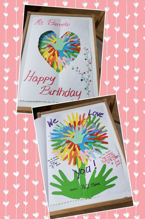 Happy Birthday To Teacher From Students, Happy Birthday Card From Class To Teacher, Birthday Surprise Ideas For Teacher, Teacher Birthday Craft From Students, Class Birthday Card For Teacher, Preschool Teacher Birthday Card, Preschool Teacher Birthday Gifts, Birthday Card For A Teacher, Birthday Card For Class Teacher