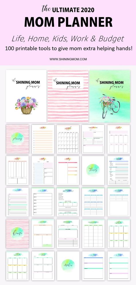 Fall in love with the 100 organizing tools for moms in one ultimate printable mom planner for 2020! Snag dependable home binders, goal-setting worksheets, budget planners, kid organizers and kitchen printables designed to help the busiest person of them all- mom. Let's get planning, mom! #mom #printables #shiningmomprintables #2020 #planner #planneraddict #plannerlove Amigurumi Patterns, Organisation, Mom Planner Printables Free Home Management Binder, Mom Agenda Planner, Mom Organization Planner, Mom Binder Printables Free, Mom Planner Ideas, Life Binder Printables Free, Mom Planner Printables Free