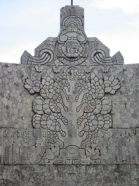 Mayan Tree of Life | Flickr - Photo Sharing! Tree Of Life Mexico, Mayan Glyphs, Ancient Astronaut Theory, Minoan Art, Wall Carvings, Alchemy Art, Symbolic Art, Tree Of Life Art, Mayan Art