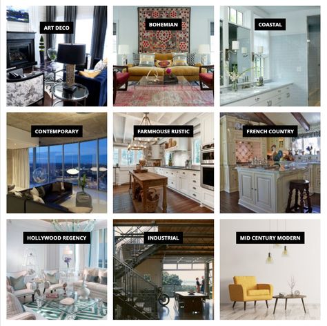 Confused about what the different interior decorating styles are and what decor elements fit in each of them? Let the Interior Decorating Styles Matrix help you find the styles that match your decorating preferences. When it comes to decorating, one […] The post Decorating Styles 101: Find The Interior Design Styles You Love appeared first on From House To Home. Types Of Houses Styles, Interior Design Styles Guide, Types Of Interior Design Styles, House Styling Interior, Different Interior Design Styles, Interior Kantor, Interior Design Principles, Outfit Office, House Interior Design Styles