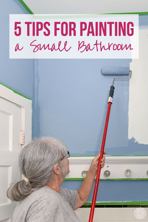 Bathroom Painting Tips, How To Paint Bathroom Walls, Painting Bathroom Ceiling, Painting A Small Bathroom, Painted Bathroom Ceiling, Painting Ceilings Tips, Bathroom Ceiling Paint, White Ceiling Paint, Painting Bathroom Walls