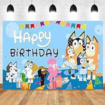 Bluey Banner, Bluey Happy Birthday, Birthday Photo Background, Boys Birthday Party Decorations, Bluey Party, Happy Birthday Backdrop, 5th Birthday Party Ideas, Backdrop Banner, Birthday Illustration