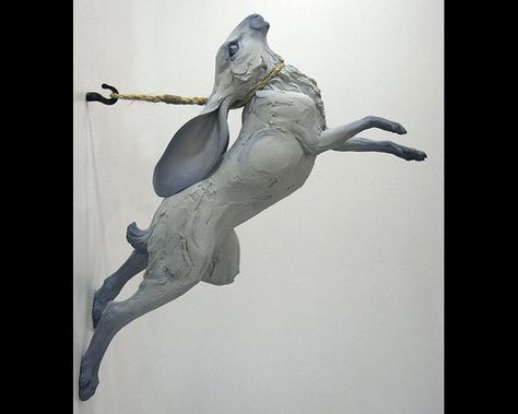 Beth Cavener Stichter: Study for "Hare Leaping Over Nothing" Beth Cavener, Lapin Art, Rabbit Sculpture, Sculptures Céramiques, Rabbit Art, Ceramic Animals, Art Et Illustration, Contemporary Ceramics, Sculpture Installation