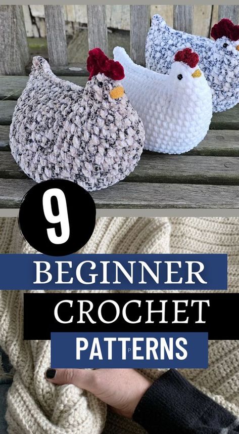 "Calling all crochet enthusiasts! Dive into the world of crocheting with these beginner crochet patterns. Perfect for those just starting their crochet journey, these patterns offer simplicity without compromising on style. From easy-to-follow tutorials for basic stitches to simple yet stylish projects. Explore the joy of creating and building your skills while crafting beautiful pieces. Pin these beginner crochet patterns now and start your creative journey today!" Amigurumi Patterns, Crochet Patterns With Acrylic Yarn, Diy Crochet Stuffed Animals Easy, Free Crocheted Chicken Patterns, Crochet Stuffie Patterns, Crochet Patterns For Beginners Christmas, Medium Size Crochet Projects, Arugumi Crochet Beginner, Chunky Yarn Crochet Amigurumi