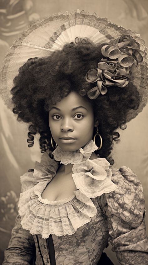 #fashion #style #hair Palenque, Victorian Hairstyles With Hat, Black Victorian Hairstyles, Victorian Hairstyles Black Women, Victorian Women Hairstyles, 1800s Hairstyles Victorian, Afro Victorian Aesthetic, Afro Victorian, 1800 Hair