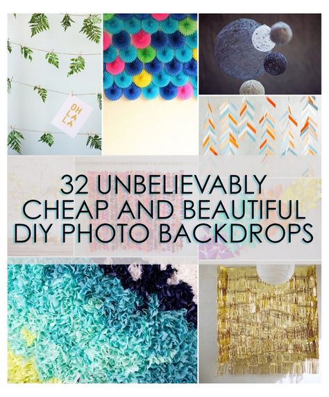 32 Unbelievably Cheap And Beautiful DIY Photo Backdrops. I like #1,9, 17, and 20 the most. Some of the other ones are cool, but would take FOREVER to make. :D Animation Photo, Photo Props Diy, Diy Photo Backdrop, Diy Props, Photos Booth, Backdrop Ideas, Photo Backdrops, Foto Tips, Diy Backdrop