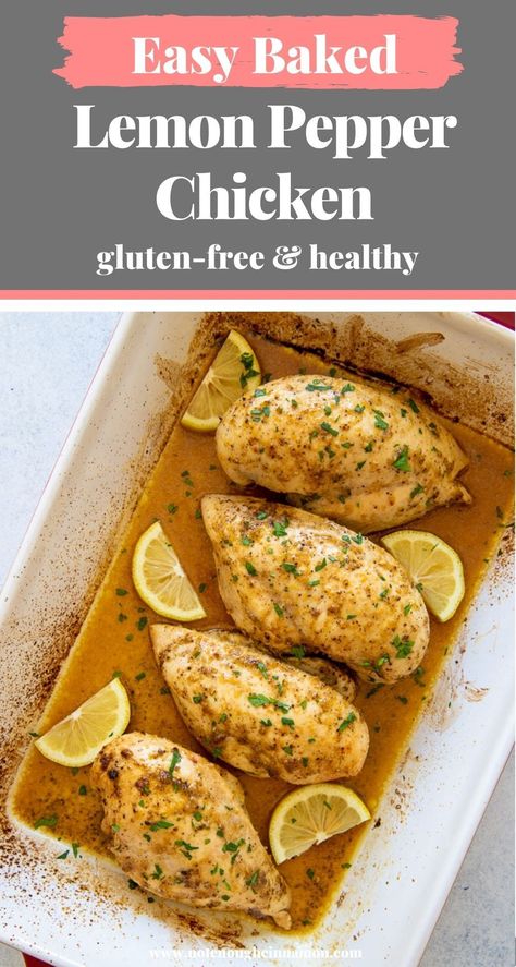 Lemon Peper Chicken, Lemon Pepper Chicken Breast Recipe, Healthy Lemon Chicken Recipe, Baked Lemon Chicken Breast, Lemon Pepper Chicken Breast, Healthy Lemon Chicken, Quick Gluten Free Meals, Baked Lemon Pepper Chicken, Baked Lemon Chicken