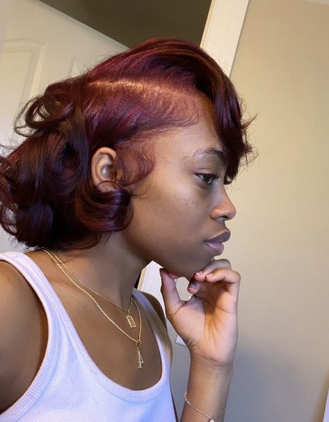 Red Flexi Rods On Natural Hair, Classy Prom Hairstyles For Short Hair, Short Slick Press, Shoulder Length Bob Natural Hair, Relaxed Hair Styles For Black Women Short, Red Hair Bob Black Women, Slick Press Hairstyles Short Hair, Natural Flat Ironed Hair Hairstyles Short, Slick Press Natural Hair Short