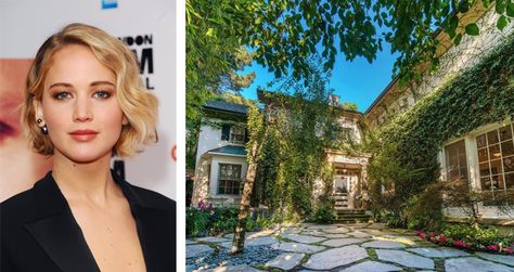 Jennifer Lawrence Beverly Hills Home - Jessica Simpson Sells LA Mansion To J.Law - ELLE DECOR -THE POOL!!! American Mansions, Beverly Hills Mansion, Beverly Hills Houses, Buying A House, Red Brick House, Expensive Houses, Life Choices, Los Angeles Homes, Celebrity Houses