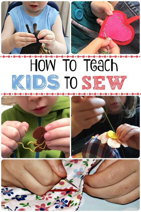 Couture, Sewing Lessons, Teaching Kids To Sew, Teaching Sewing, Red Ted Art, Hand Sewing Projects, How To Teach Kids, Beginner Sewing Projects Easy, Sewing Projects For Kids