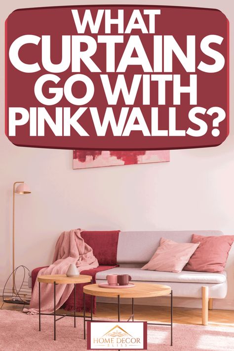 What Curtains Go With Pink Walls? - Home Decor Bliss Pink Bedroom With Curtains, Black Walls Pink Curtains, Curtain For Pink Wall Room, Pink Walls Curtains, Curtains To Go With Pink Walls, Pink Walls And Curtains, What Color Curtains Go With Pink Walls, Curtain Color For Pink Walls, Curtains For Pink Bedroom