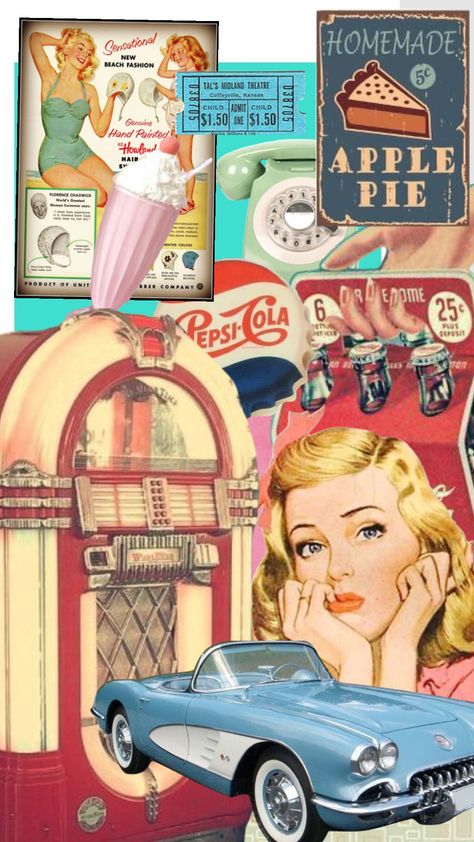 #vibes #1950’s #vintage #wallpaper #aesthetic #diner 1950s Party Aesthetic, 50s Date Aesthetic, 50s Aesthetic Decor, Diner Aesthetic Wallpaper, 50s Vibes Aesthetic, 1960s Diner Aesthetic, 1950 Aesthetic Wallpaper, Vintage 1950s Aesthetic Wallpaper, 50's Aesthetic 1950s