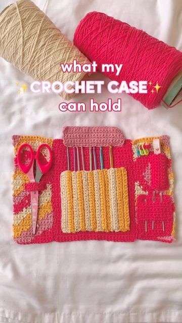 Crochet Hook Case Free Pattern, I Release, Crochet Hook Case, Crochet Case, Crochet Hack, Instagram Edit, Cute Sewing Projects, Angel S, Crochet Blocks